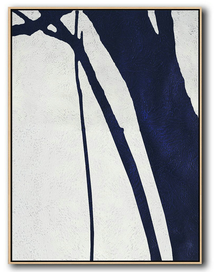 Buy Hand Painted Navy Blue Abstract Painting Online,Handmade Large Contemporary Art #H4E1